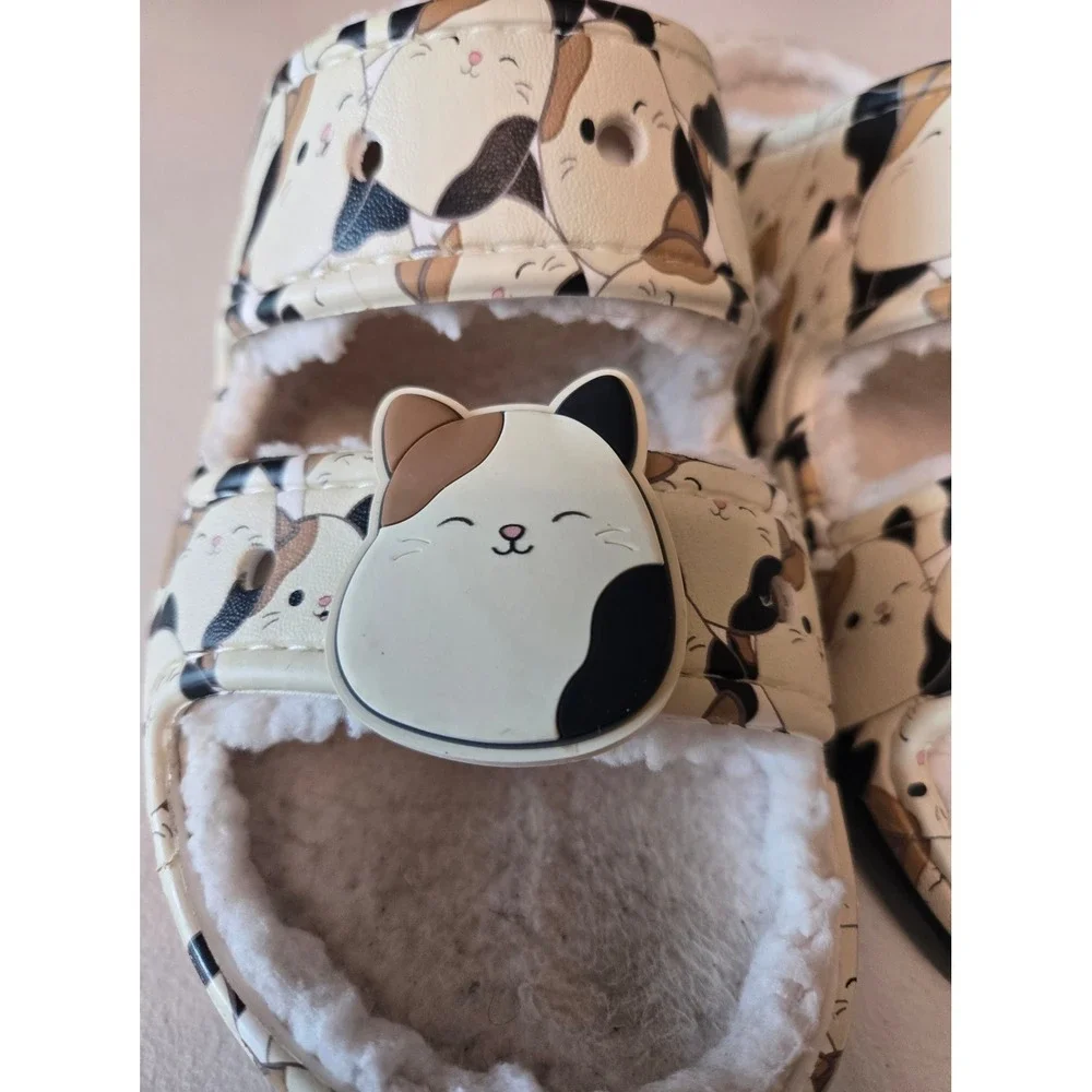 Squishmallows Crocs Cat Sherpa Slippers Womens 7 Cozy Plush House Shoes Cute